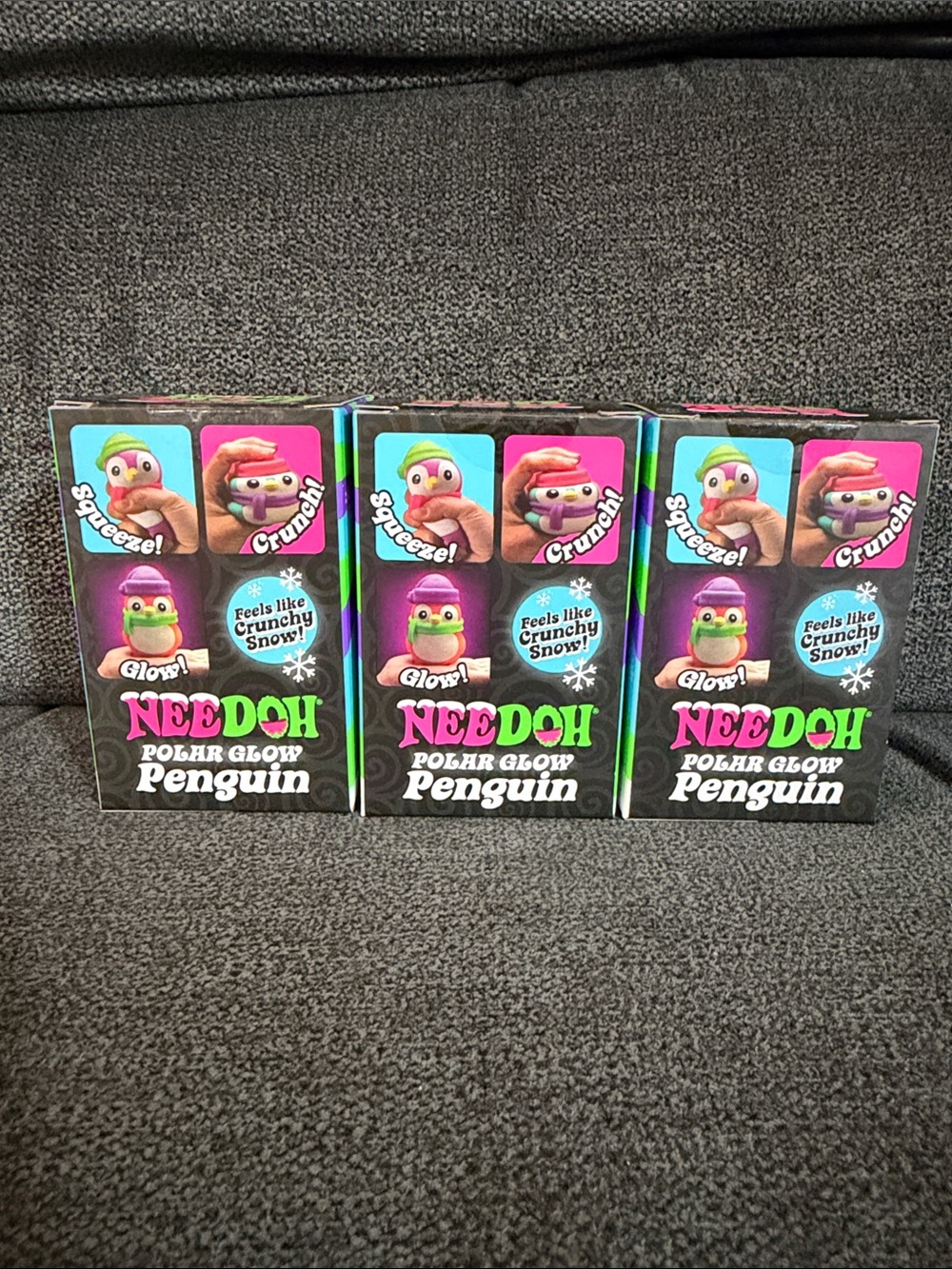 NeeDoh Squishmas ULTRA RARE Polar Glow Penguin Squishy Toy-Set of 3 - Picture 6 of 11